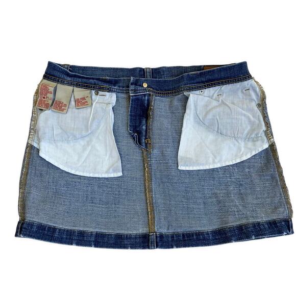 Tommy Hilfiger Vtg Y2K Denim Mini Skirt Floral Printed Stone Washed Coconut girl - Picture 10 of 16